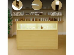 Monstershop Mostrador Comercial con Luz LED B1200 120x60x90cm – Arce Color natural claro Sale