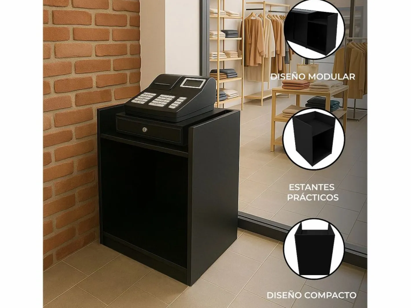Monstershop Escritorio Secreter|Mostrador para Caja Registradora TB60 60x60x90cm –
