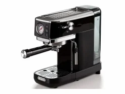 Ariete Pequeño Electrodoméstico|Máquina de espresso 1381 negra 15 bares, 1300W, compatible con café molido y cápsulas, con manómetro y Maxi-Cappuccino