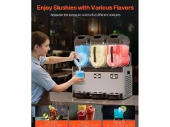 Máquina de Granizado Comercial SucceBuy 12 Lx3, Máquina de Bebidas Frías con Triple Depósito, Acero Inoxidable para la Casa, la Fiesta, el Café^ Clearance