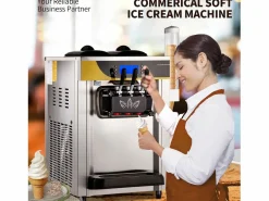 Máquina de Helado Blando SucceBuy, 22-30 L/H, 2200 W, Máquina de Helado Italiano Comercial Tolva 2x6 L Plateado Sale