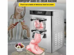Pequeño Electrodoméstico|Máquina de Helado Duro Comercial SucceBuy, 16-20 L Británicas/Hora, Acero Inoxidable