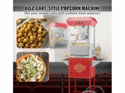 Pequeño Electrodoméstico|Máquina de Palomitas SucceBuy, Máquina de Palomitas con Carrito, 850 W, 8 oz, 48 Tazas, , 610 x 410 x 1395 mm