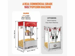 Máquina de Palomitas SucceBuy 1615 W, Máquina de Popcorn de 16 oz, Máquina de Mostrador con Caldero de Vidrio Templado, Estilo Cine,^ Clearance