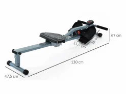 Máquina de Remo Ajustable con Pantalla LCD, Acero y PVC, (130x47,5x67 cm) Gris Outlet