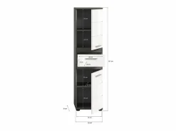 CHB Collection Columna De Baño|Mueble alto de baño Blake 1 cajón 2 puertas alto brillo, gris.