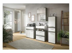 CHB Collection Columna De Baño|Mueble alto de baño Blake 1 cajón 2 puertas alto brillo, gris.