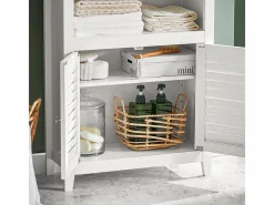 Sobuy Estantería Sobre Inodoro|Mueble Auxiliar para baño Armario de baño Organizador con 2 estantes y 2 Puertas BZR13-W ES