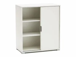 The White Stone Mueble Bajo 2 Puertas Correderas 75×85×38 cm | Armario Moderno Ahorra-Espacio con 2 Estantes Ajustables | Ya Montado Blanco Discount