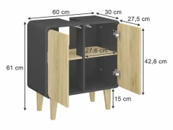Vicco Mueble bajo lavabo antracita/roble 60x30x61 arla Negro Best