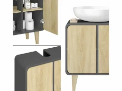 Vicco Mueble bajo lavabo antracita/roble 60x30x61 arla Negro Best