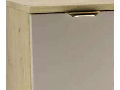 Mueble bajo lavabo con encimera de 60 cm, 2 puertas, roble Artisan / Kaszmir Orio Beige New
