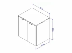 Mueble bajo lavabo con encimera de 60 cm, 2 puertas, roble Artisan / Kaszmir Orio Beige New