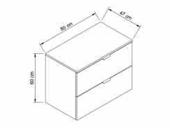 Mueble bajo lavabo con encimera de 80 cm, 2 cajones, roble Artisan / Orio^ Online