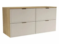 Mueble De Lavabo|Mueble bajo lavabo con encimera de 120 cm. Frentes con marco en roble Cremona / Cachemira Roma.