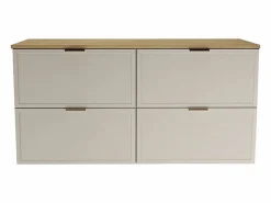 Mueble De Lavabo|Mueble bajo lavabo con encimera de 120 cm. Frentes con marco en roble Cremona / Cachemira Roma.