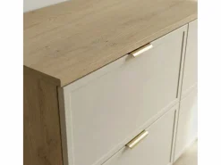 Mueble De Lavabo|Mueble bajo lavabo con encimera de 120 cm. Frentes con marco en roble Cremona / Cachemira Roma.