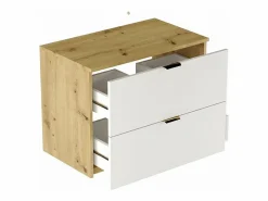 Mueble bajo lavabo con encimera de 80 cm, 2 cajones, roble Artisan / Orio Blanco Sale