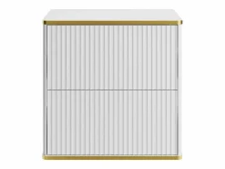 Vente-unique Mueble De Lavabo|Mueble bajo lavabo de baño estriado con ribete dorado 60 cm, , KELIZA