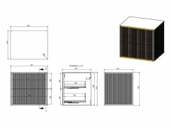 Vente-unique Mueble De Lavabo|Mueble bajo lavabo de baño estriado con ribete dorado 60 cm, , KELIZA