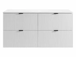 Vente-unique Mueble bajo lavabo estriado con encimera, mate, 120 cm, ZEVINI Blanco