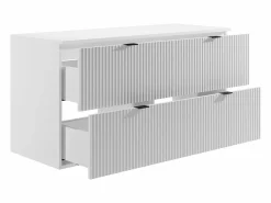 Vente-unique Mueble bajo lavabo estriado con encimera, mate, 120 cm, ZEVINI Blanco