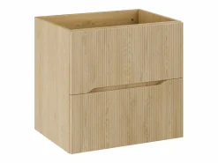 Vente-unique Mueble bajo lavabo suspendido estriado - Natural claro - Ancho 60 cm - ORISO Color natural claro Hot