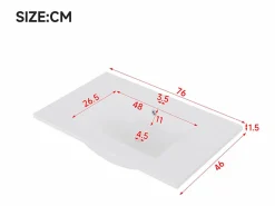 Merax Mueble De Baño Simple|Mueble bajo lavabo suspendido de un seno cerámico - 76 x 46 x 51 cm - acabado lacado - con LEDs + 2 cajones + puerta - cerámica + MDF -
