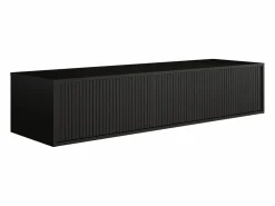 Vente-unique Mueble bajo lavabo suspendido estriado - mate - 150 cm - ARNEGA Negro Clearance
