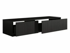 Vente-unique Mueble bajo lavabo suspendido estriado - mate - 150 cm - ARNEGA Negro Clearance