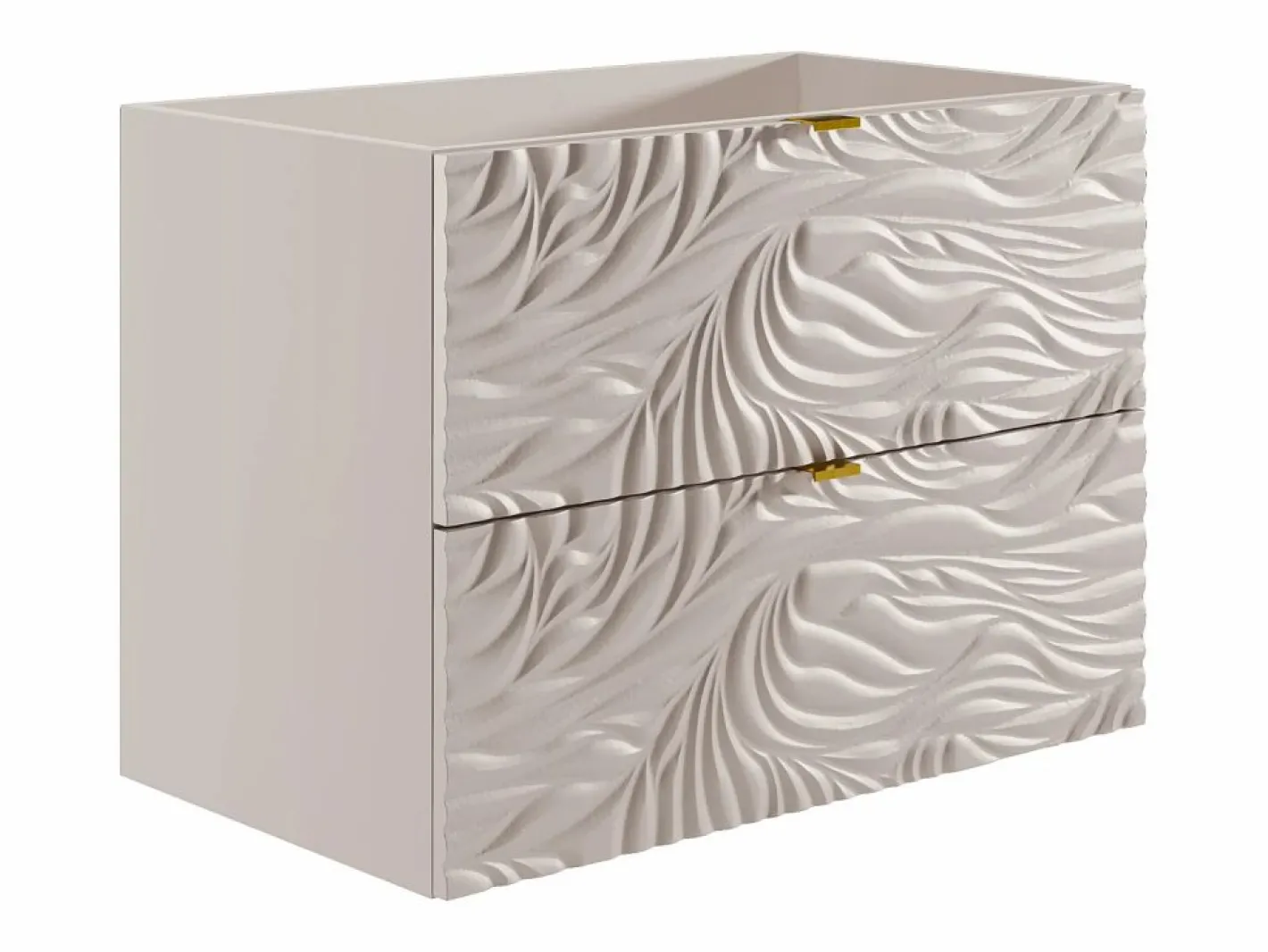 Vente-unique Mueble bajo lavabo suspendido texturizado - - 80 cm - RINAREL Beige Discount