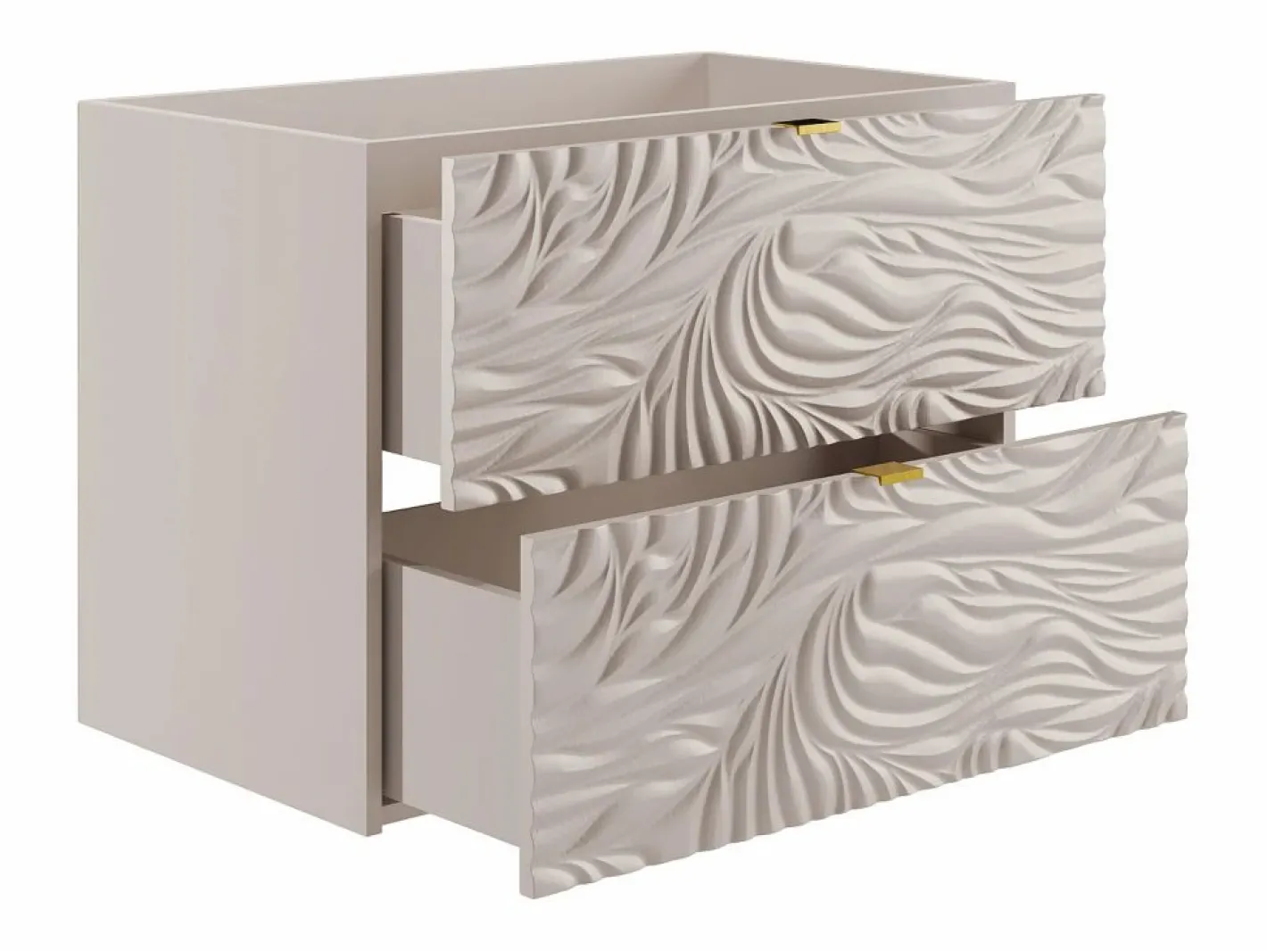 Vente-unique Mueble bajo lavabo suspendido texturizado - - 80 cm - RINAREL Beige Discount