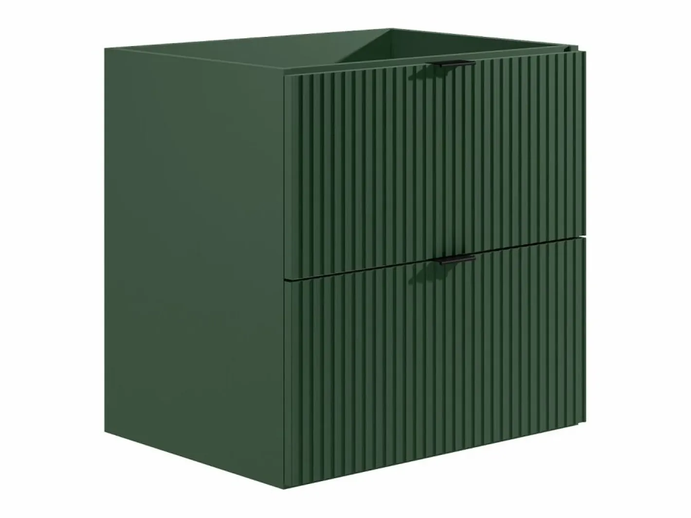 Vente-unique Mueble bajo lavabo suspendido estriado mate, color mate, An60 cm, ZEVINI Verde