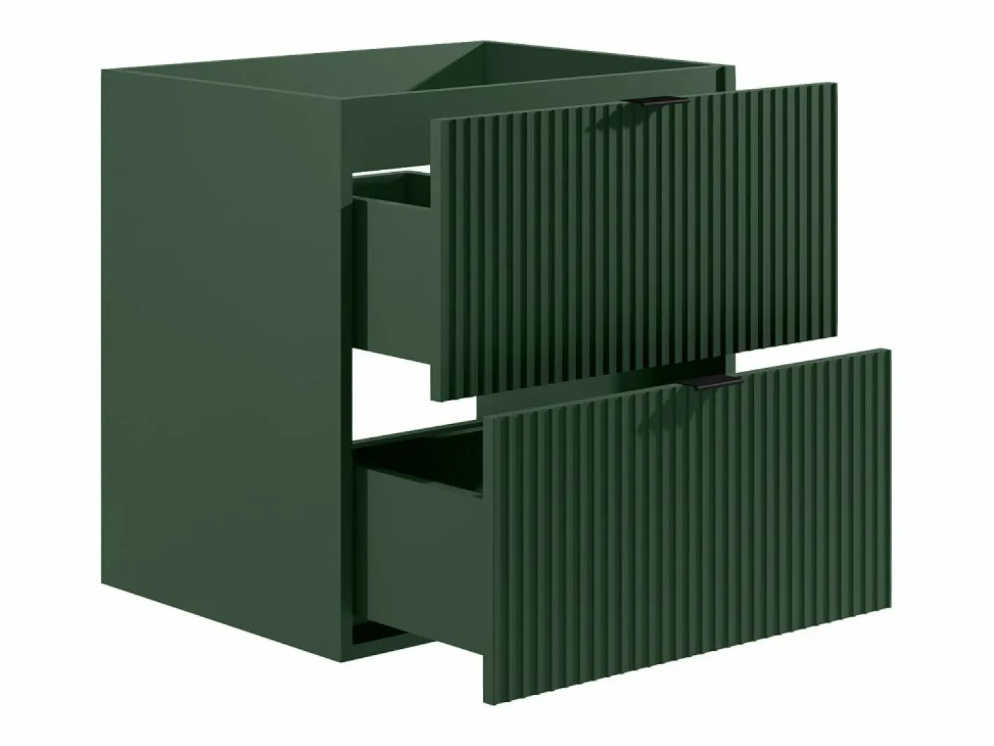 Vente-unique Mueble bajo lavabo suspendido estriado mate, color mate, An60 cm, ZEVINI Verde