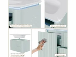 Mueble bajo lavabo suspendido de cerámica de un seno - 80,5 x 47 x 51 cm - acabado lacado - con LEDs + 3 cajones - cerámica + MDF -^Merax Outlet