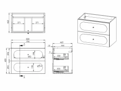 Vente-unique Mueble De Lavabo|Mueble bajo lavabo suspendido rosa antiguo con tiradores dorados - An80 cm - SATOBAL