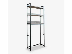 AHD Mueble Para Lavadora|Mueble baño para lavadora, secadora y WC 3 estantes 63x24x157 h Tamiq - Marrón - Negro
