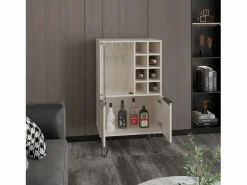 Mueble bar aster en melamina con 8 botelleros, 9 portacopas y almacenamiento inferior , , 109.4 cm X 59.6 cm X 40 cm^TuHome Sale