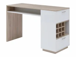 Mueble bar con almacenaje - Blanco y natural - ANOSKI^Vente-unique Clearance