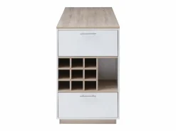 Mueble bar con almacenaje - Blanco y natural - ANOSKI^Vente-unique Clearance