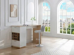 Mueble bar con almacenaje - Blanco y natural - ANOSKI^Vente-unique Clearance