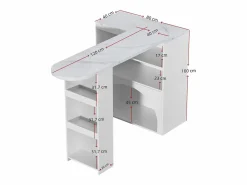 Merax Mueble bar extensible - 120 x 40 x 100 cm - con almacenaje + espacio para mascotas - MDF - Blanco