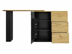 Mueble bar extensible - 138-204 x 39 x 104 cm - Mesa de comedor giratoria 360° - con 1 puerta + 3 cajones - MDF -^Merax Clearance