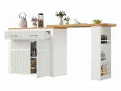 Hauss Spole Mueble Bar|Mueble bar extensible con 2 cajones y 2 puertas - Tapa extensible con ruedas - y madera