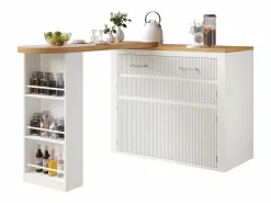 Hauss Spole Mueble Bar|Mueble bar extensible con 2 cajones y 2 puertas - Tapa extensible con ruedas - y madera