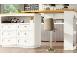 Merax Mueble Bar|Mueble bar extensible con rotación de 360° - Longitud ajustable - con 6 cajones - MDF -