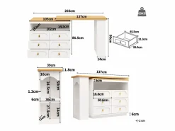 Merax Mueble Bar|Mueble bar extensible con rotación de 360° - Longitud ajustable - con 6 cajones - MDF -