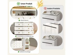 Merax Mueble Bar|Mueble bar extensible con rotación de 360° - Longitud ajustable - con 6 cajones - MDF -