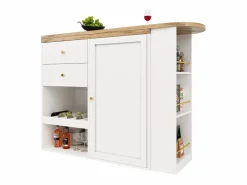 Mueble bar giratorio 360° - 204 x 39 x 104 cm - con 2 cajones + mueble con puertas - MDF -^Merax Online