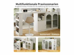 Mueble Bar Giratorio - 3 Puertas y Estantes de Almacenamiento - Madera MDF y Vidrio - Para Comedor o Sala -^Merax Best